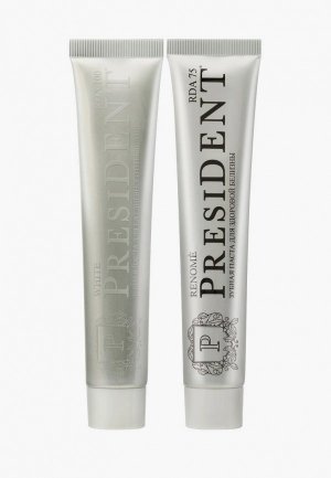 Комплект зубных паст President Набор зубная паста  White и Renome (2 штуки по 75 мл). Цвет: прозрачный