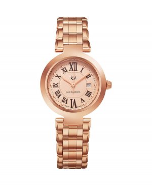 Alexander Watch A203B-05, женские кварцевые часы с датой, корпус из нержавеющей стали цвета розового золота, браслет золота , золотой Stuhrling