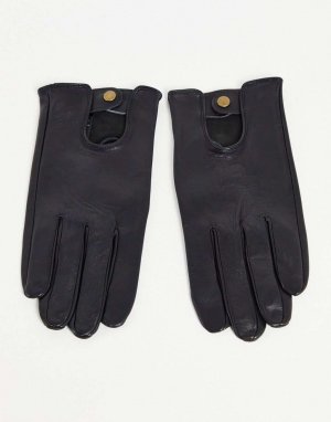 Черные кожаные перчатки для вождения DESIGN Asos