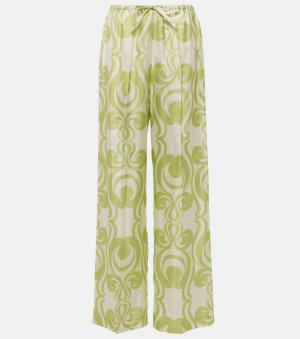 Широкие брюки из шелка с принтом , зеленый Dries Van Noten