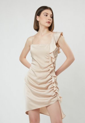 Коктейльное/праздничное платье INFLUENCER DRESS DRAPPED MINI DRESS, цвет beige