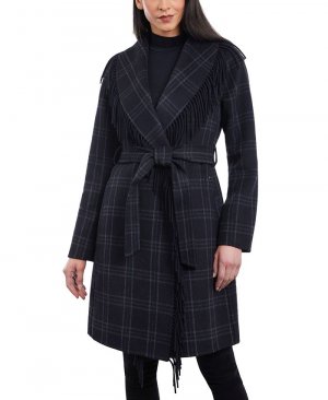 Женское двустороннее пальто с запахом из смесовой шерсти , черный Michael Kors