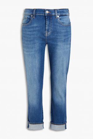 Укороченные джинсы скинни средней посадки с выцветшим эффектом , средний деним 7 For All Mankind
