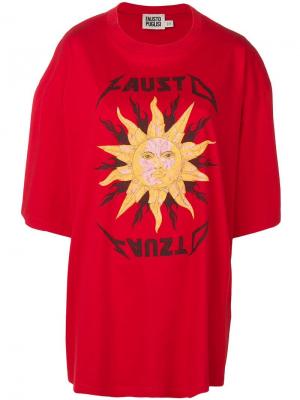 Футболка с принтом солнца и логотипа Fausto Puglisi. Цвет: красный