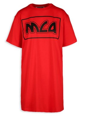 Платье-футболка с металлическим логотипом, красный/черный McQ Alexander McQueen