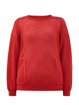 Спортивный пуловер ручной вязки из хлопковой пряжи BRUNELLO CUCINELLI. Цвет: красный