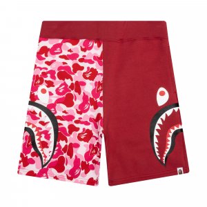 BAPE ABC Камуфляжные спортивные шорты с изображением акулы, цвет Розовый/красный A BATHING APE