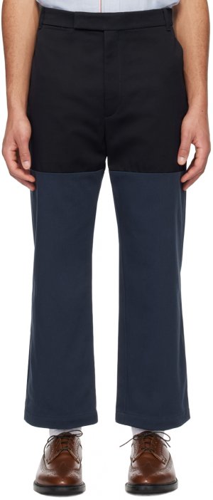 Черно-синие брюки со вставками Thom Browne
