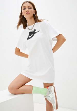 Платье Nike W NSW ESSNTL DRESS FUTURA PRNT. Цвет: белый