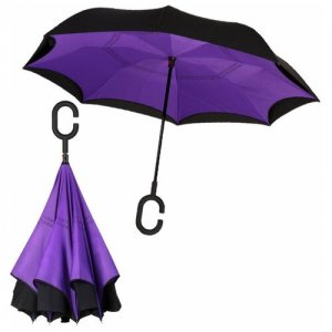 Умный Зонт наоборот / Антизонт, обратный зонт) Фиолетовый-Черный СмеХторг. Цвет: фиолетовый/черный