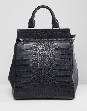 Структурированный рюкзак из искусственной крокодиловой кожи Liquorish. Цвет: черный