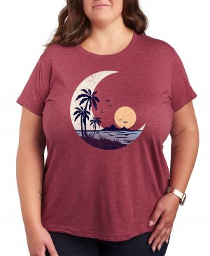 Модная футболка больших размеров с рисунком заката , красный Air Waves