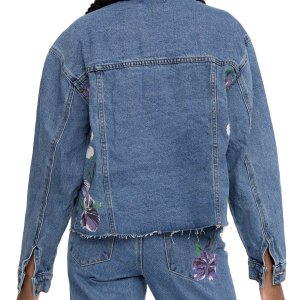 Женская джинсовая куртка с цветочным принтом PTCL