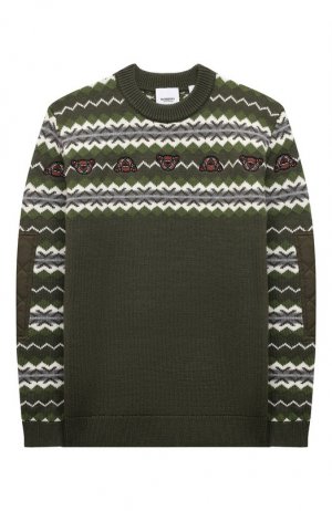 Шерстяной пуловер Burberry. Цвет: хаки