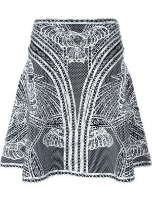 Плиссированная юбка с кружевной отделкой Hervé Léger. Цвет: чёрный