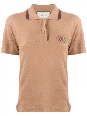 Рубашка-поло с короткими рукавами и логотипом GG Gucci. Цвет: нейтральные цвета