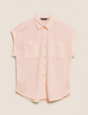 Свободная рубашка с коротким рукавом, Marks&Spencer Marks & Spencer. Цвет: розовый