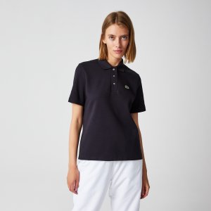 Поло Женская рубашка-поло Regular Fit из органического хлопка Lacoste. Цвет: тёмно-синий