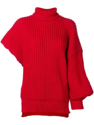 Асимметричный свитер с отворотом A.W.A.K.E. Mode. Цвет: красный