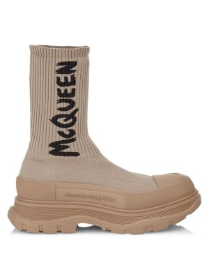 Ботинки-носки с логотипом Alexander Mcqueen, цвет Beige Black McQueen