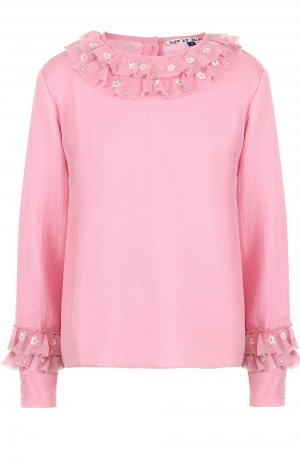 Шерстяная блуза с длинным рукавом и оборками Jupe by Jackie. Цвет: розовый