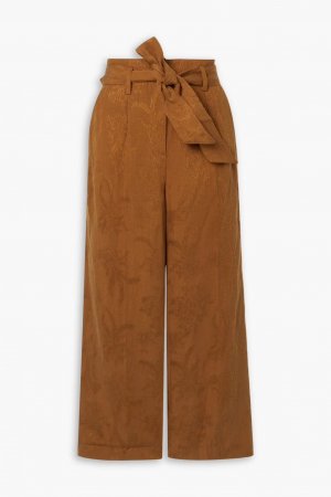 Укороченные широкие брюки Vitha из модала и жаккарда смесового льна, коричневый Veronica Beard