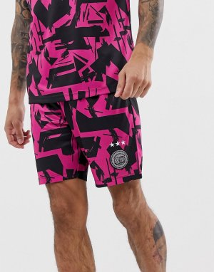 Быстросохнущие футбольные шорты с принтом в стиле 90-х -Розовый ASOS 4505