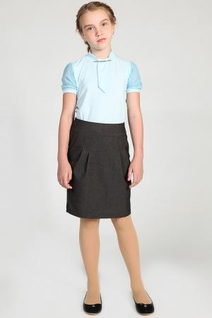 Блуза с галстуком 80-LVL. Цвет: голубой
