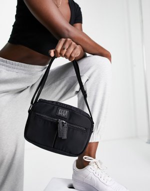 Черная нейлоновая сумка через плечо с двумя карманами -Черный цвет Elle Sport