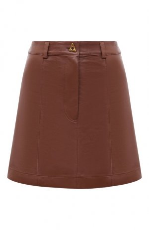 Кожаная юбка AERON. Цвет: коричневый