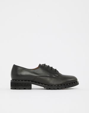 Черные кожаные туфли на шнуровке с заклепками Kennedy Office. Цвет: черный