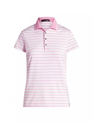 Полосатая рубашка-поло RLX для гольфа и тенниса , цвет pure white pink flamingo Ralph Lauren