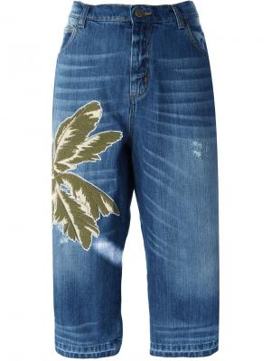 Укороченные джинсы с нашивкой Laneus. Цвет: синий
