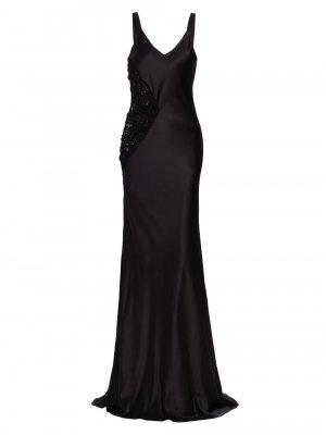 Вязаное крючком платье из шармеза со вставками , черный Alejandra Alonso Rojas