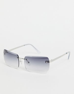 Квадратные солнцезащитные очки среднего размера в стиле 90-х, без оправы, с дымчатыми стеклами -Серый ASOS DESIGN