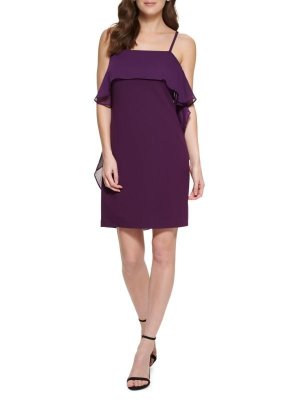 Платье-футляр Dkny с развевающейся накидкой, фиолетовый