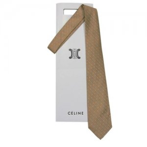 Коричнево-бежевый галстук с узором 70500 Celine. Цвет: коричневый/бежевый