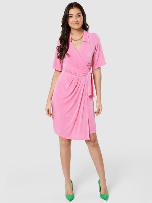 Платье миди с облегающим кроем и запахом , розовый Closet London