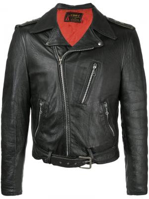 Кожаная мотоциклетная куртка 1950-х годов Fake Alpha Vintage. Цвет: черный