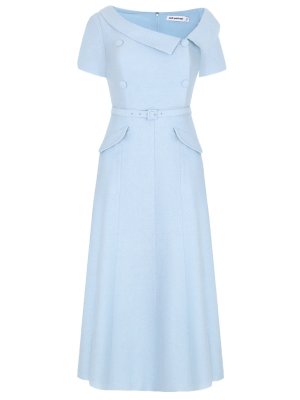 Платье из вискозы SELF-PORTRAIT. Цвет: голубой