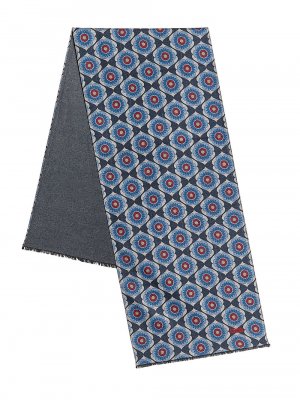 Цветочный шелковый шарф , синий Kiton