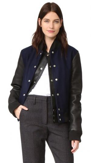 Куртка с двухслойной планкой в студенческом стиле Oak. Цвет: голубой
