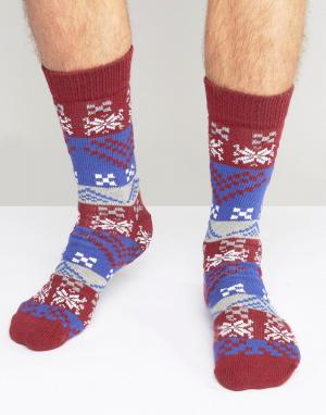 Новогодние носки-слиперы с традиционным узором Фэйр-Айл ASOS. Цвет: мульти