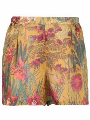 Пижамные шорты с цветочным принтом Carine Gilson. Цвет: желтый