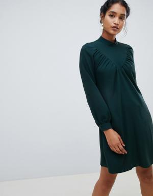 Платье-рубашка с длинными рукавами -Зеленый Closet London