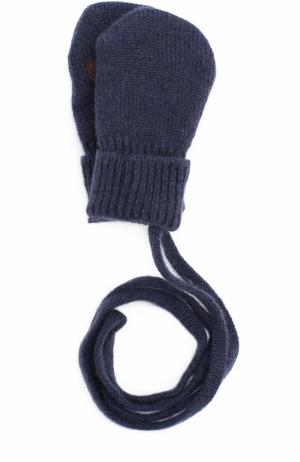 Варежки из смеси шерсти и кашемира с аппликацией Dolce & Gabbana. Цвет: темно-синий