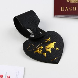 Бирка на чемодан в виде сердца, черная No brand