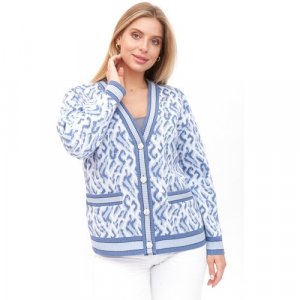 Пиджак , размер 52, синий, белый Текстильная Мануфактура. Цвет: белый/синий