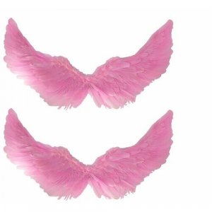 Крылья ангела розовые перьевые карнавальные большие 60х35см, на Хэллоуин и Новый год (2 пары в наборе) Happy Pirate