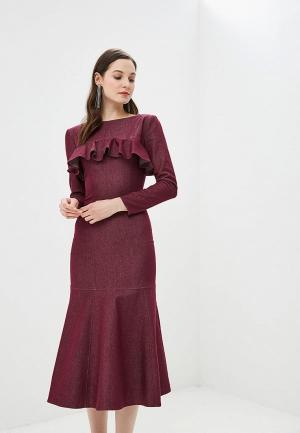 Платье джинсовое ImpressByDress MP002XW1HSYI. Цвет: бордовый